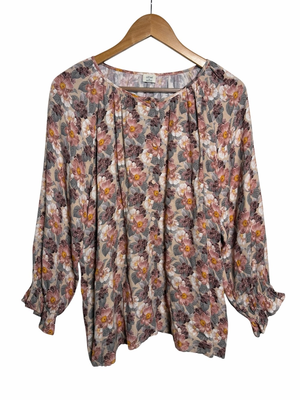 Aritzia Wilfred Sensibility Long Sleeve Floral Blouse Size Medium